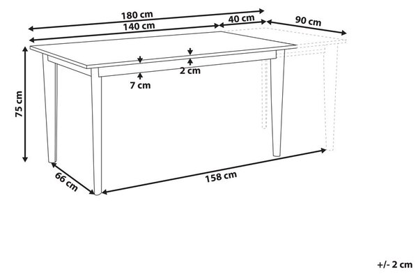 Kihúzható étkezőasztal SOLA Fehér 140/180 cm 90 cm