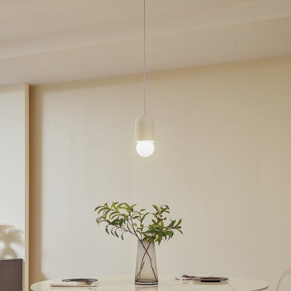 Függőlámpa Lindby, Nielson, dimmable, Fehér, Nappali, Gipsz / Agyag, Modern