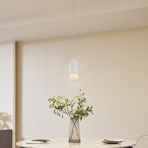 Függőlámpa Lindby, Nielson, dimmable, Fehér, Nappali, Gipsz / Agyag, Modern