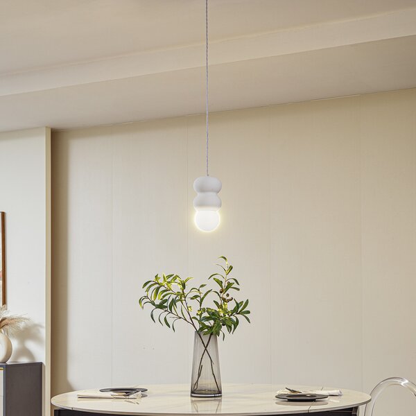 Függőlámpa Lindby, Nielson, dimmable, Fehér, Nappali, Gipsz / Agyag, Modern