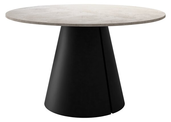 Asztal Oswego 165, 76cm, Világos Travertine, Fekete