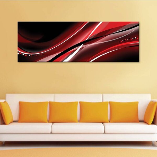 120x50cm - Fekete piros absztrakt vászonkép