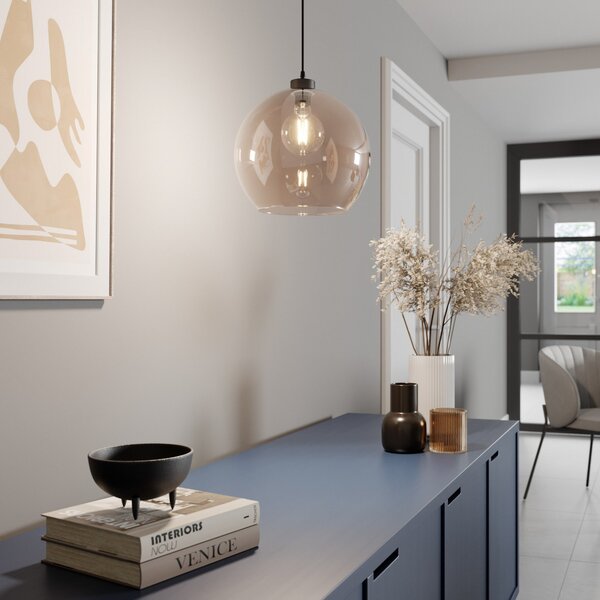 Függőlámpa TK Lighting, Cubus, dimmable, Barna / Rozsdabarna, Nappali, Üveg, Modern