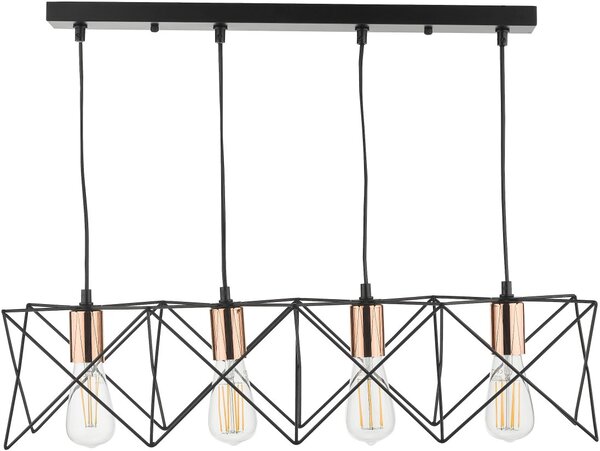Dar Lighting vintage függeszték midi matt fekete réz darmid0422