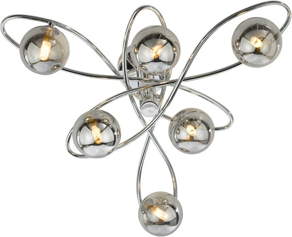 Dar Lighting modern mennyezeti lámpa lysandra füstös csiszolt króm darlys6450