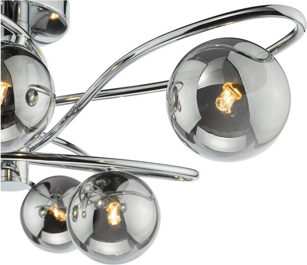 Dar Lighting modern mennyezeti lámpa lysandra füstös csiszolt króm darlys6450
