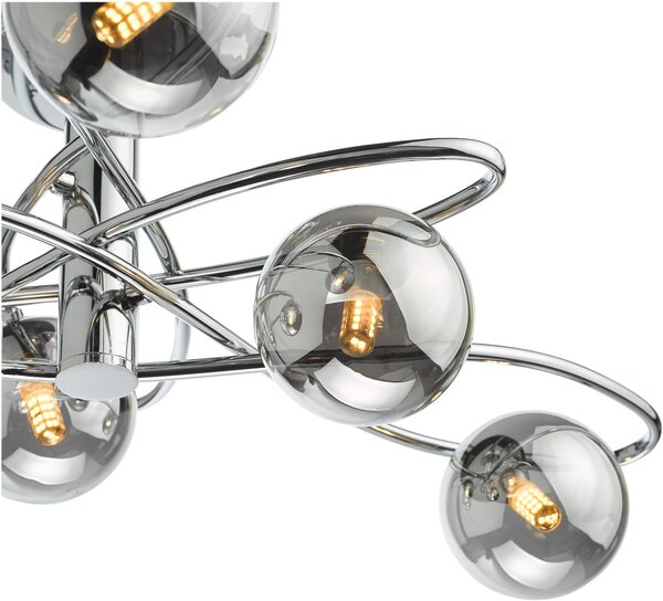 Dar Lighting modern mennyezeti lámpa lysandra füstös csiszolt króm darlys6450