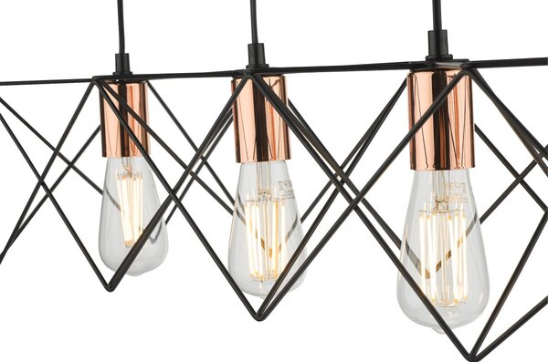 Dar Lighting vintage függeszték midi matt fekete réz darmid0422