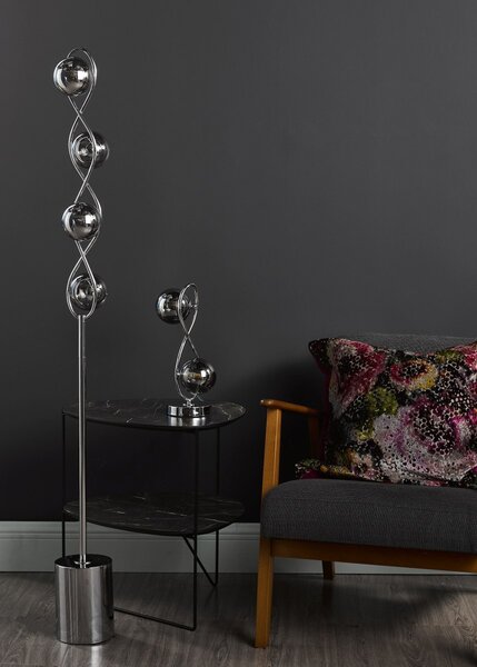 Dar Lighting modern asztali lámpa lysandra füstös csiszolt króm darlys4250