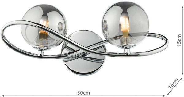 Dar Lighting modern fali lámpa lysandra füstös csiszolt króm darlys0950