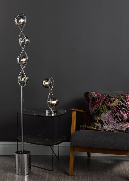 Dar Lighting modern asztali lámpa lysandra füstös csiszolt króm darlys4250