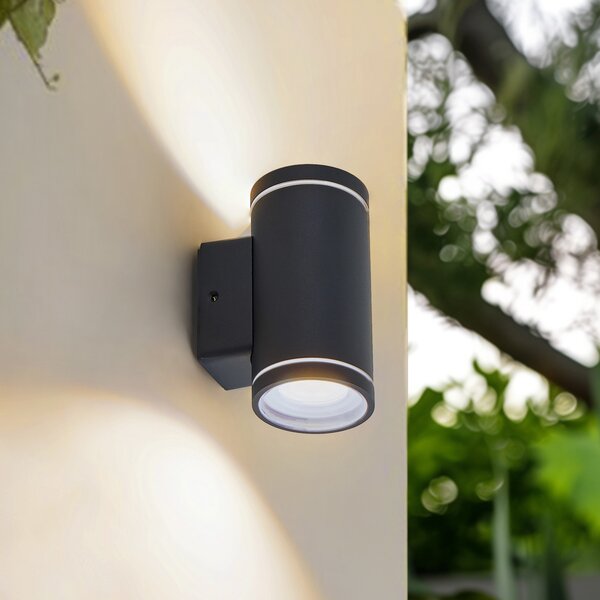 Kültéri Lámpa Lindby, Valtin, dimmable, Fekete, Erkély, Rozsdamentes acél, Modern