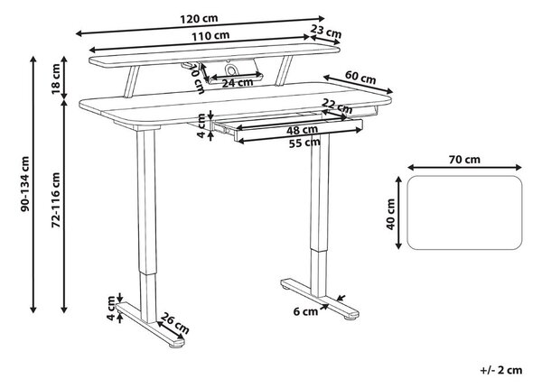 Elektromosan állítható asztal WILBANKS Világosbarna/fehér 120 cm 60 cm USB porttal