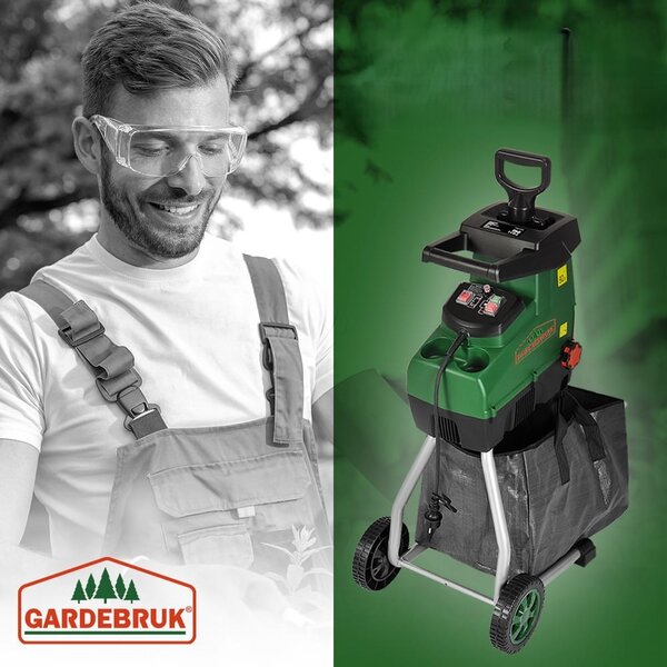 DIOX kerti aprítógép/aprító+2x 60l zsák, 3100W fekete/zöld Gardebruk