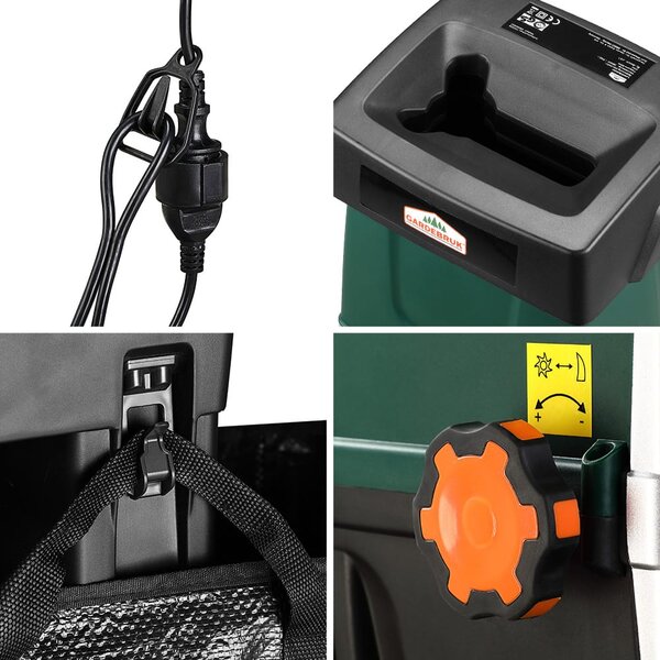 DIOX kerti aprítógép/aprító+2x 60l zsák, 3100W fekete/zöld Gardebruk
