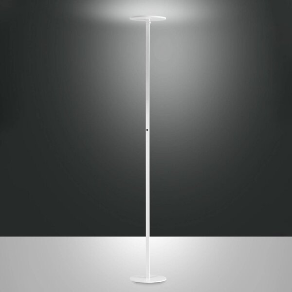 Fabas Luce Regina LED állólámpa, fehér, CCT, fényerőszabályzó, magasság 180 cm, dimmelhető, Fehér / opál, Nappali / Étkező, fém, Modern