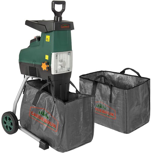 DIOX kerti aprítógép/aprító+2x 60l zsák, 3100W fekete/zöld Gardebruk