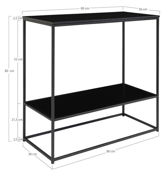 Fekete konzolasztal fekete asztallappal 80x36 cm Vita – House Nordic