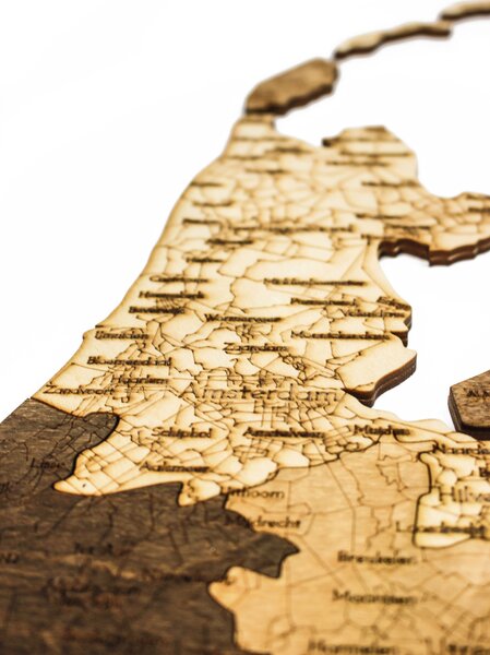 Natura Products - Hollandia 3D Fa Puzzle Térkép - Elegáns Fali Dekoráció