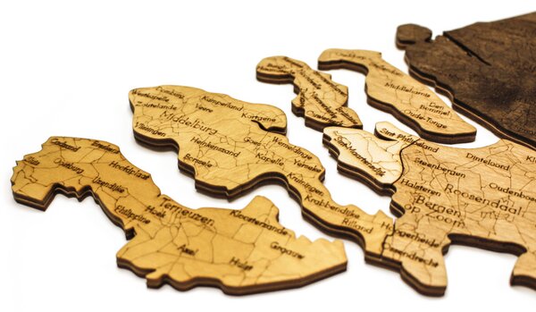 Natura Products - Hollandia 3D Fa Puzzle Térkép - Elegáns Fali Dekoráció