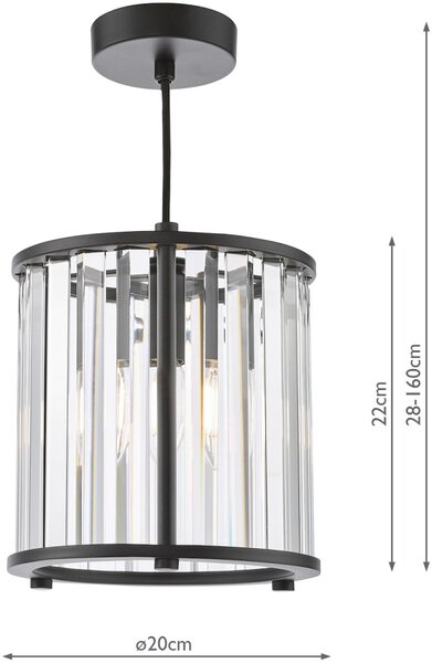 Dar Lighting glamour kristály modern függeszték kiran fekete darkir0122