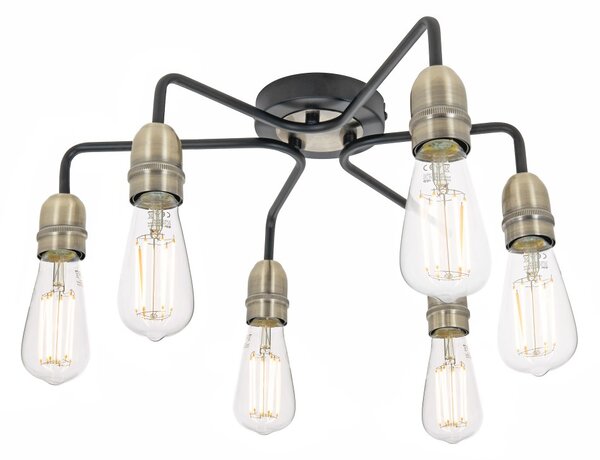 Dar Lighting loft mennyezeti lámpa kiefer antik sárgaréz matt fekete darkie0622