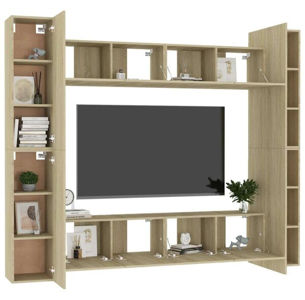 Modern TV Szekrény Szett - Sonoma Tölgy - 8 Rész