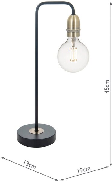 Dar Lighting loft asztali lámpa kiefer antik sárgaréz matt fekete darkie4222