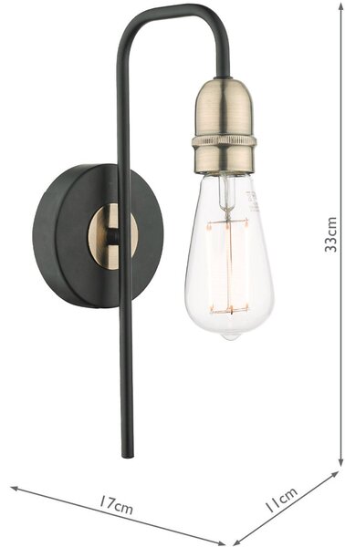 Dar Lighting loft fali lámpa kiefer antik sárgaréz matt fekete darkie0722