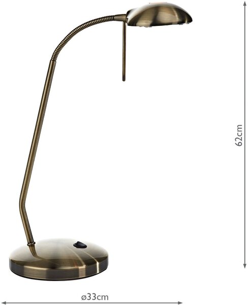 Dar Lighting klasszikus asztali lámpa journal antik sárgaréz darjou4075