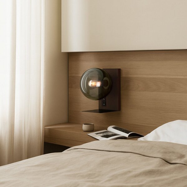 Fali Lámpa Lucande, Veloura, dimmable, Barna / Rozsdabarna, Nappali, Üveg, Dizájn