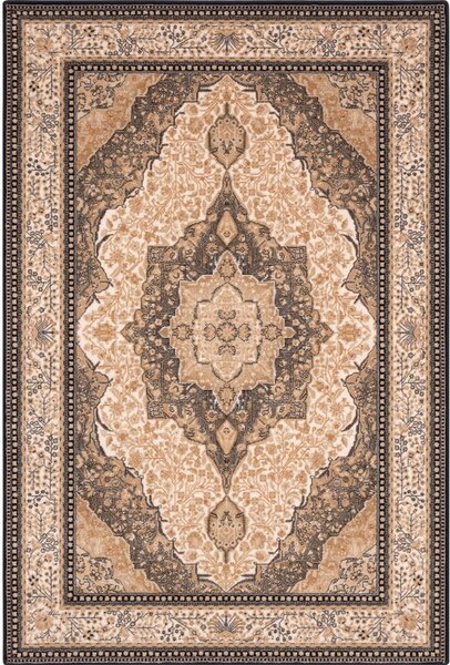 Világosbarna gyapjú szőnyeg 133x180 cm Charlotte – Agnella