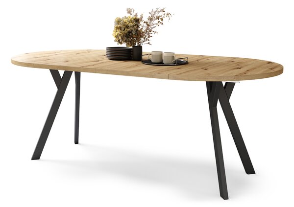 Mazzoni ALMO Artisan tölgy/fekete lábak - BŐVÍTHETŐ KEREK ASZTAL Y ALAKÚ LÁBAKKAL LOFT/IPARI STÍLUSÚ NAPPALIBA/ÉTKEZŐBE