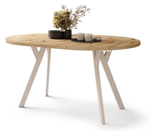 Mazzoni ALMO Artisan tölgy/bézs lábak - BŐVÍTHETŐ KEREK ASZTAL Y ALAKÚ LÁBAKKAL LOFT/IPARI STÍLUSÚ NAPPALIBA/ÉTKEZŐBE