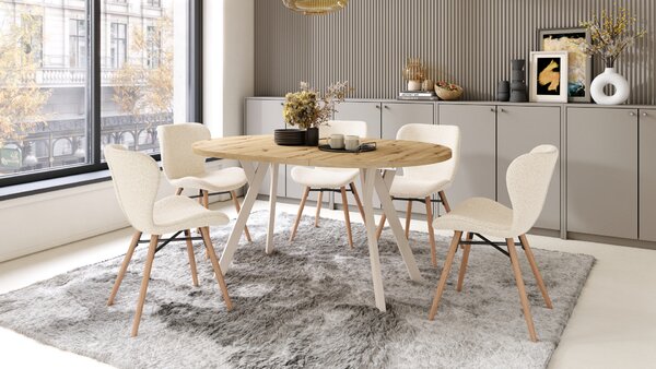 Mazzoni ALMO Artisan tölgy/bézs lábak - BŐVÍTHETŐ KEREK ASZTAL Y ALAKÚ LÁBAKKAL LOFT/IPARI STÍLUSÚ NAPPALIBA/ÉTKEZŐBE