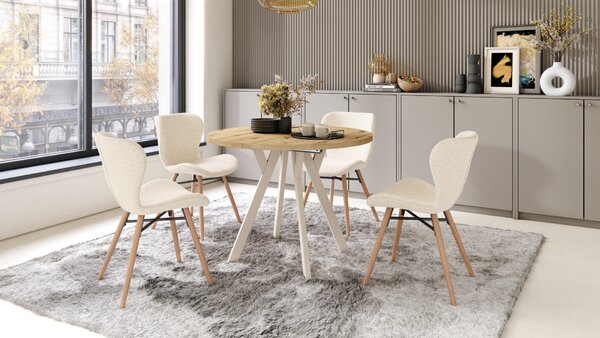 Mazzoni ALMO Artisan tölgy/bézs lábak - BŐVÍTHETŐ KEREK ASZTAL Y ALAKÚ LÁBAKKAL LOFT/IPARI STÍLUSÚ NAPPALIBA/ÉTKEZŐBE