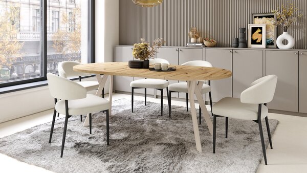 Mazzoni ALMO Artisan tölgy/bézs lábak - BŐVÍTHETŐ KEREK ASZTAL Y ALAKÚ LÁBAKKAL LOFT/IPARI STÍLUSÚ NAPPALIBA/ÉTKEZŐBE