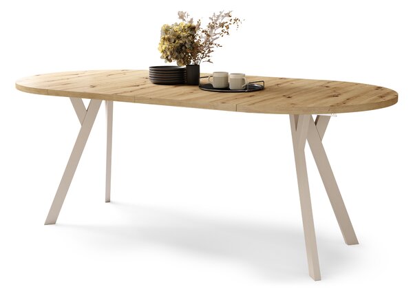 Mazzoni ALMO Artisan tölgy/bézs lábak - BŐVÍTHETŐ KEREK ASZTAL Y ALAKÚ LÁBAKKAL LOFT/IPARI STÍLUSÚ NAPPALIBA/ÉTKEZŐBE