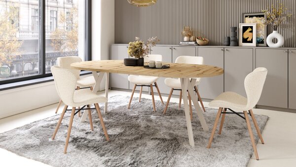 Mazzoni ALMO Artisan tölgy/bézs lábak - BŐVÍTHETŐ KEREK ASZTAL Y ALAKÚ LÁBAKKAL LOFT/IPARI STÍLUSÚ NAPPALIBA/ÉTKEZŐBE