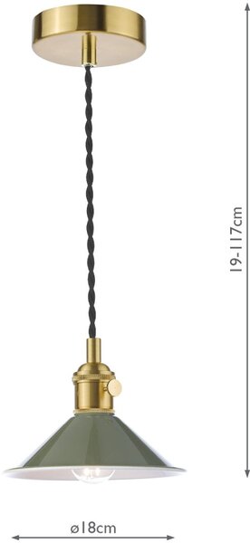Dar Lighting vintage függeszték hadano sárgaréz zöld darhad0140-07