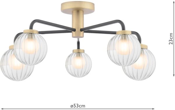 Dar Lighting modern mennyezeti lámpa gibbs antik sárgaréz matt fekete dargib5454