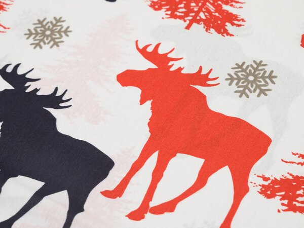 CHRISTMAS MOOSE fehér pamut ágyneműhuzat Ágyneműhuzat mérete: 70 x 90 cm | 140 x 220 cm