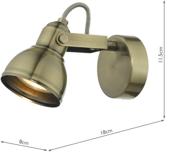 Dar Lighting loft spot lámpa fothergill antik sárgaréz darfot0775