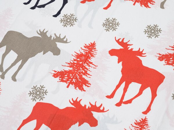 CHRISTMAS MOOSE fehér pamut ágyneműhuzat Ágyneműhuzat mérete: 70 x 90 cm | 140 x 220 cm