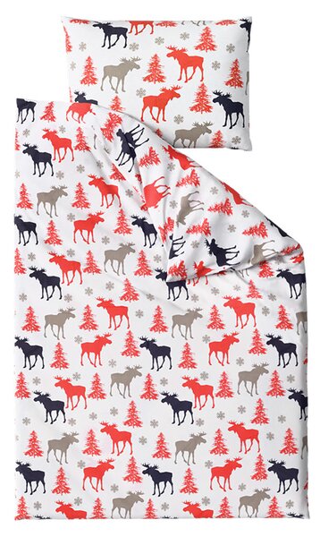 CHRISTMAS MOOSE fehér pamut ágyneműhuzat Ágyneműhuzat mérete: 70 x 90 cm | 140 x 220 cm