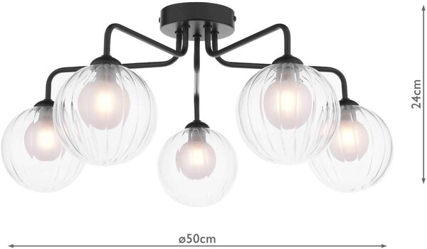 Dar Lighting modern mennyezeti lámpa feya matt fekete darfey0522-20