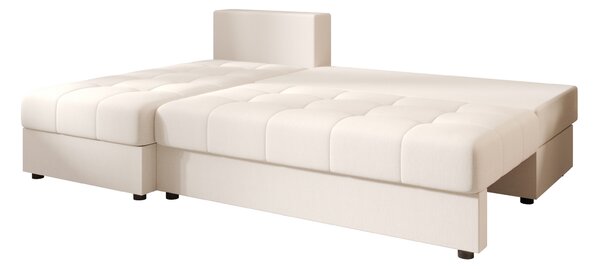Ágyazható, kétoldalas L alakú kanapé VENORIA SLIM 200x143 cm, krém színű + 2 db díszpárna INGYEN