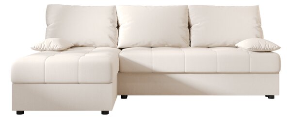 Ágyazható, kétoldalas L alakú kanapé VENORIA SLIM 200x143 cm, krém színű + 2 db díszpárna INGYEN