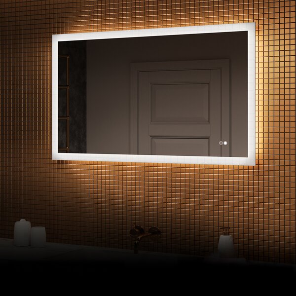 Téglalap alakú LED világítással ellátott fürdőszobai tükör 120x70 cm - Dual color, Érintőkapcsoló, Tükörpárátlanító Fűtőfólia
