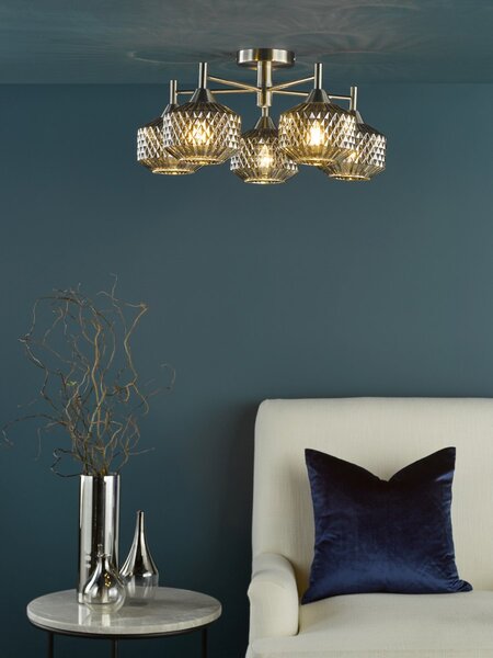 Dar Lighting glamour modern mennyezeti lámpa fabrienne szatén nikkel darfab5438